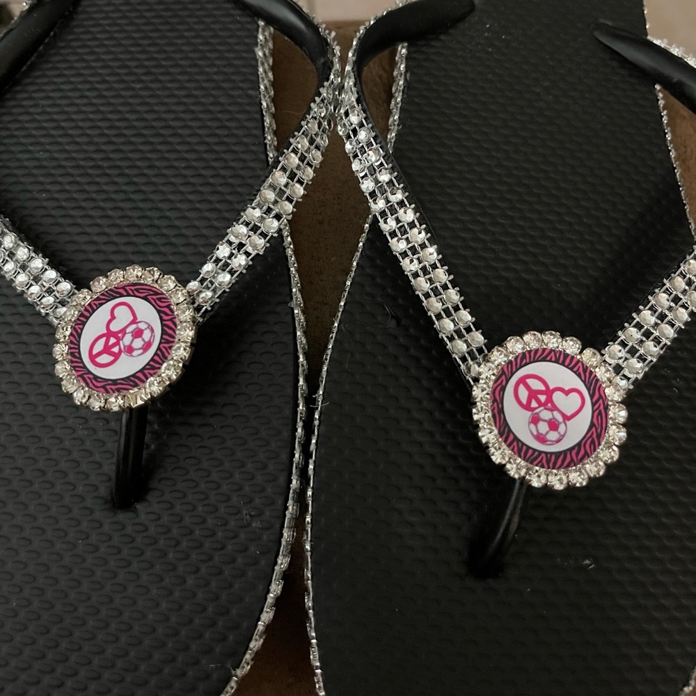 Peace, love, soccer sandals